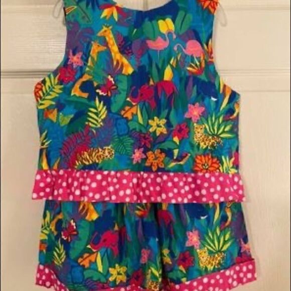 Vintage Fiddle Dee Dee Animal Print Top & Short Set sz8 - Picture 3 of 5